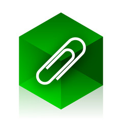 paperclip cube icon, green modern design web element