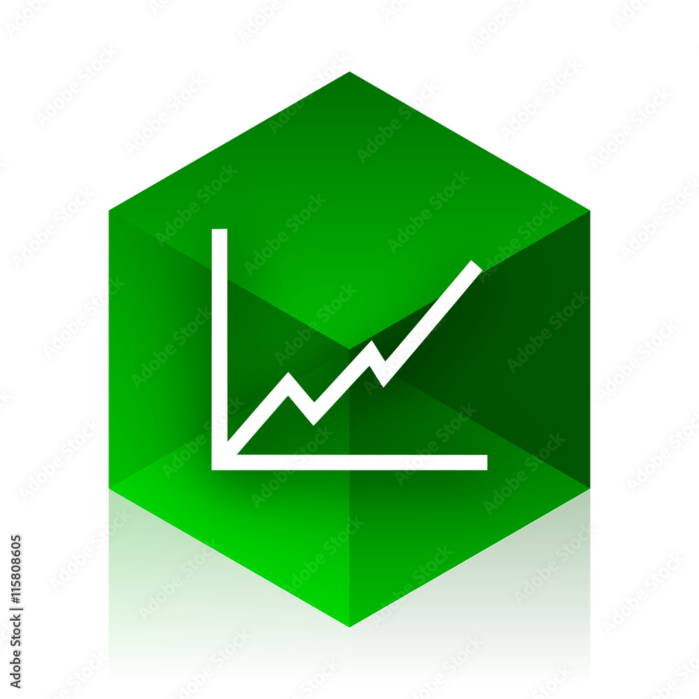 Poster chart cube icon, green modern design web element