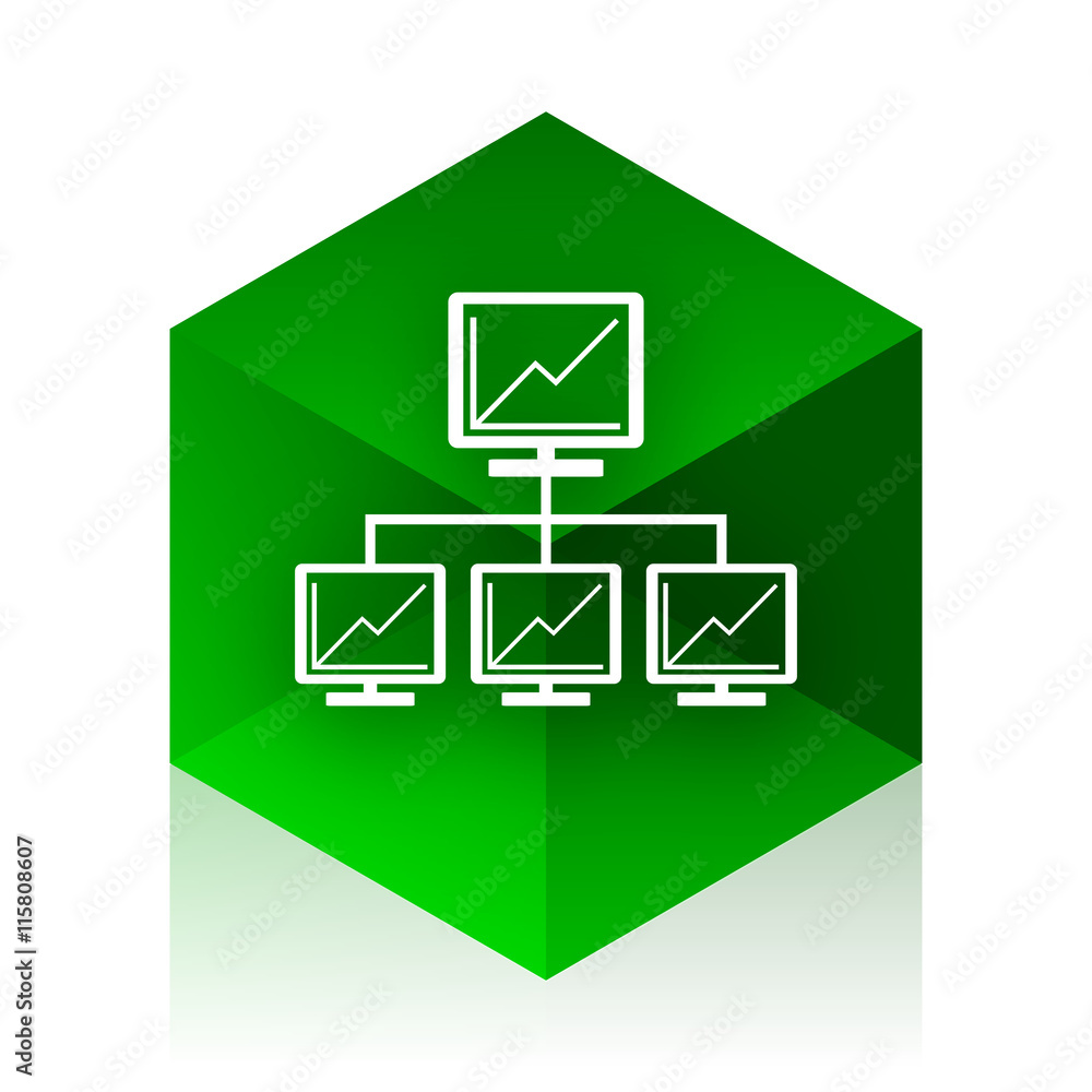 Aufkleber network cube icon, green modern design web element