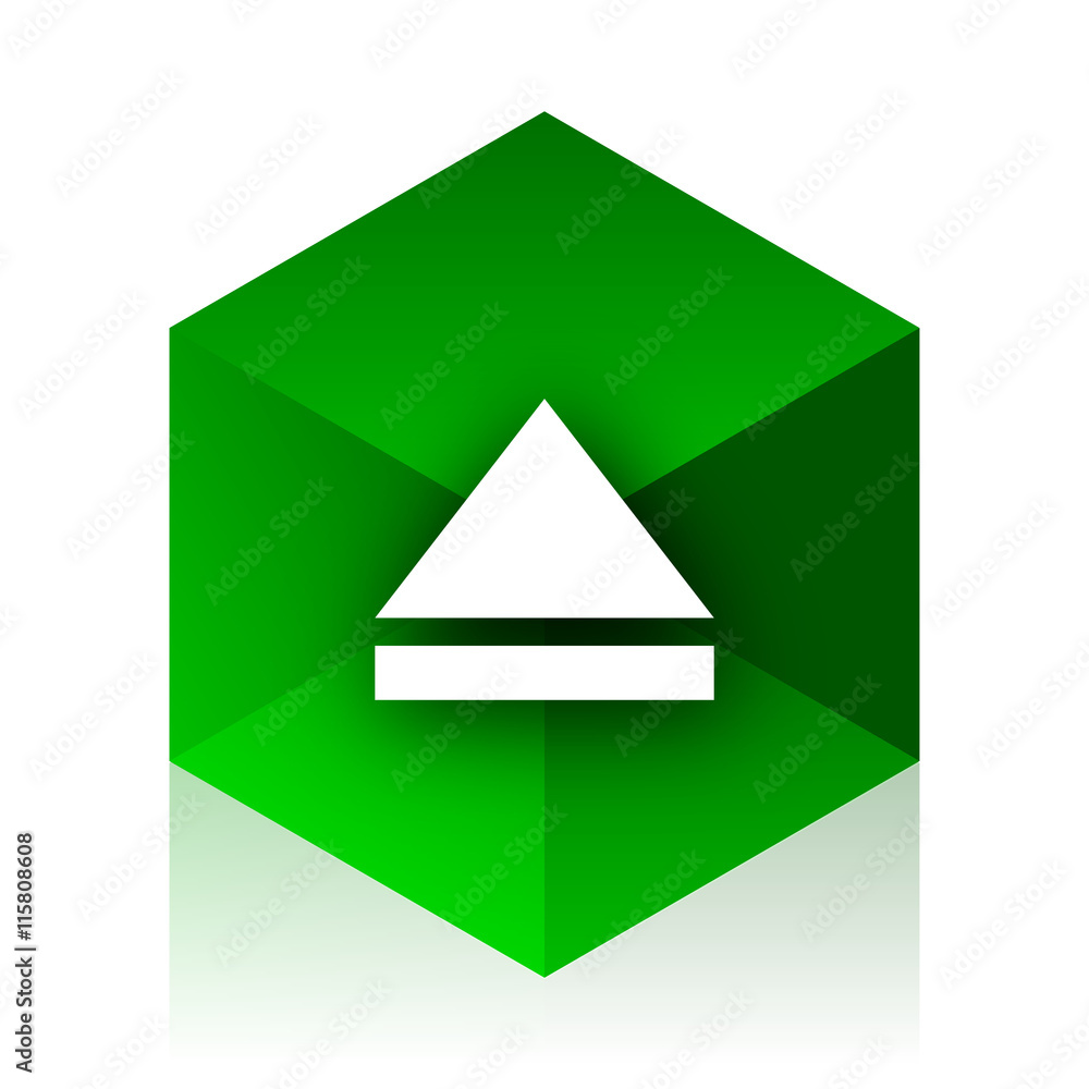 Poster eject cube icon, green modern design web element