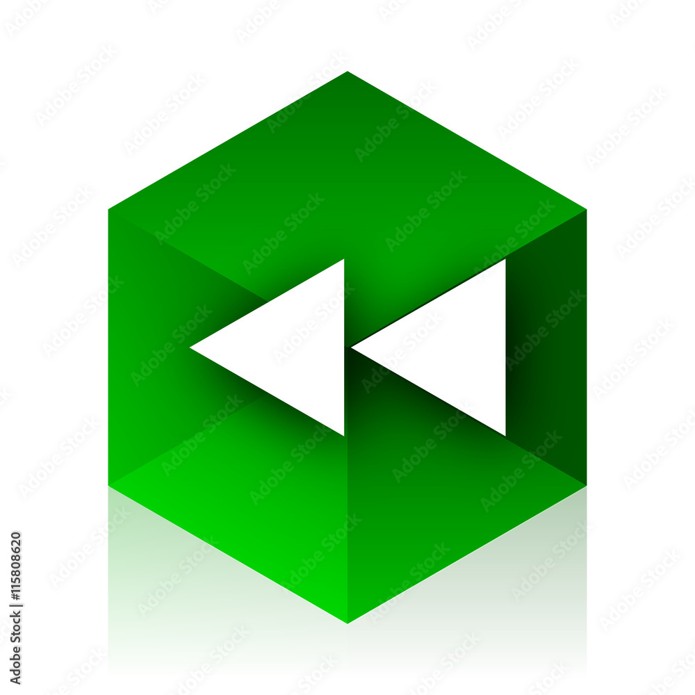 Poster rewind cube icon, green modern design web element