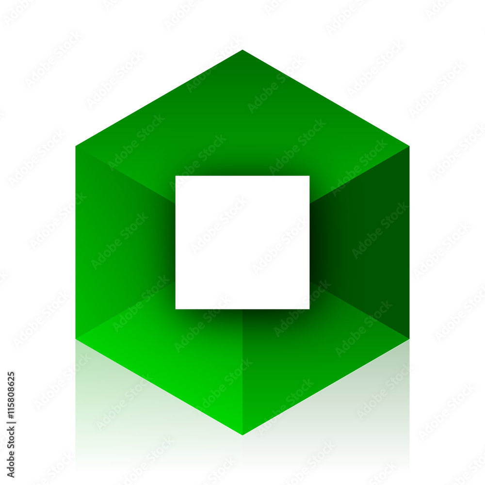 Poster stop cube icon, green modern design web element