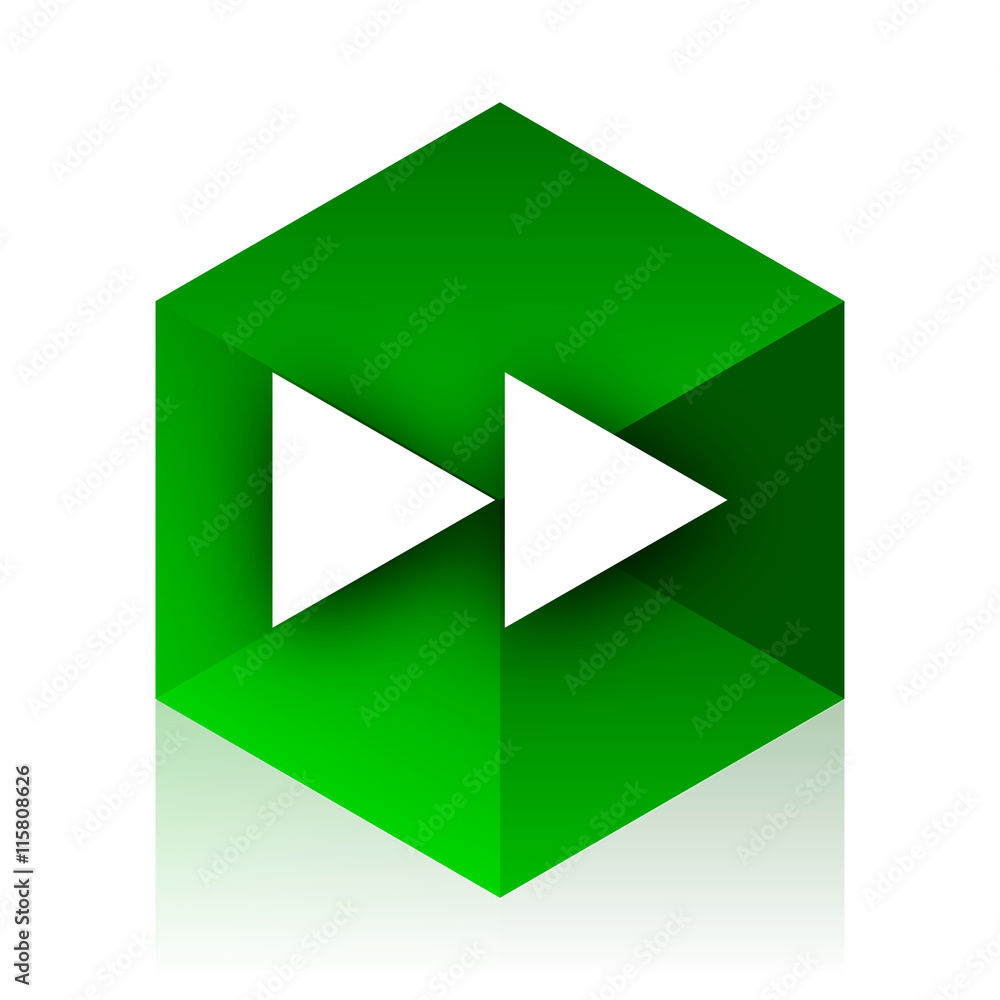 Poster rewind cube icon, green modern design web element