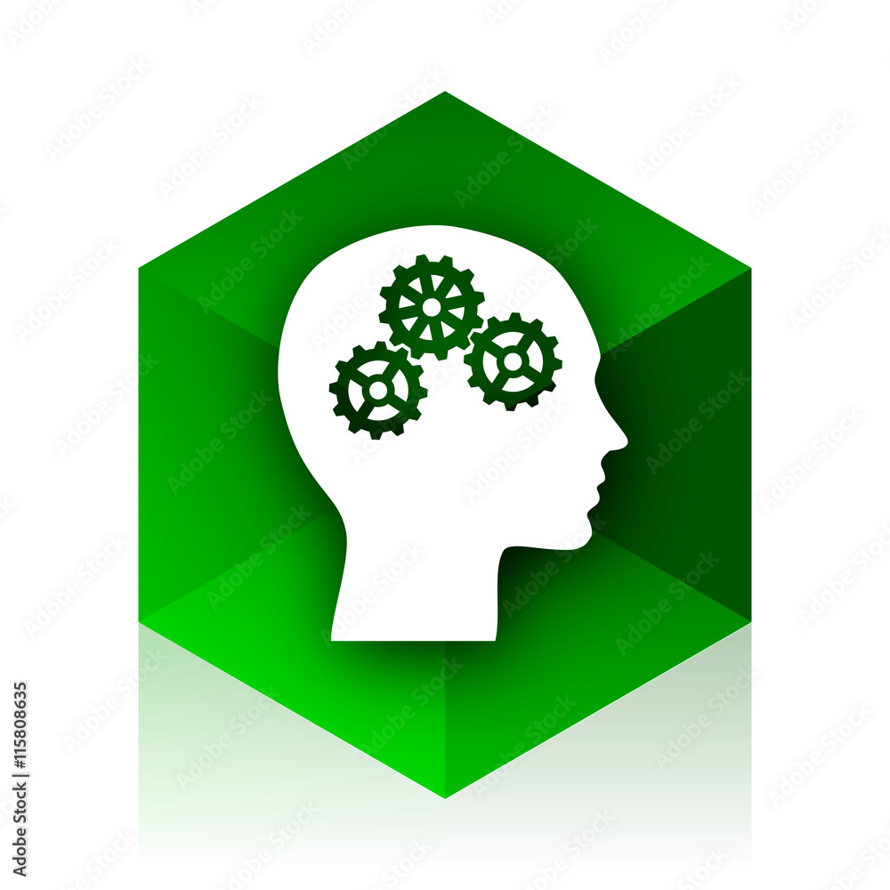 Poster head cube icon, green modern design web element