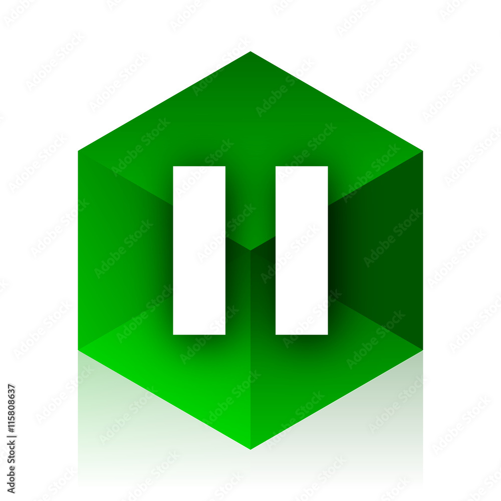Poster pause cube icon, green modern design web element