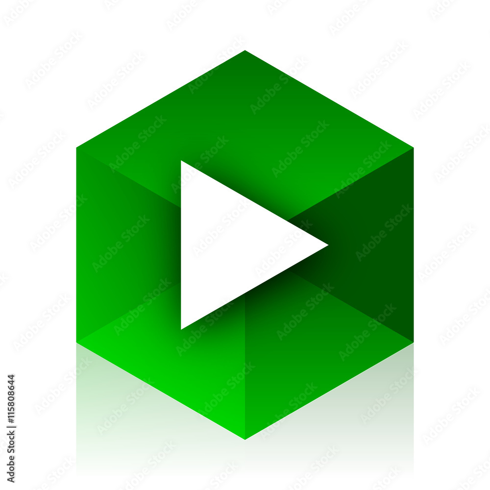 Poster play cube icon, green modern design web element