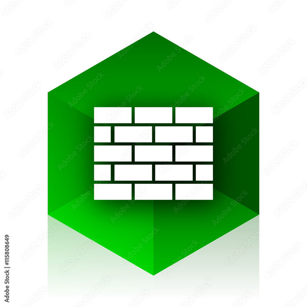 Poster firewall cube icon, green modern design web element