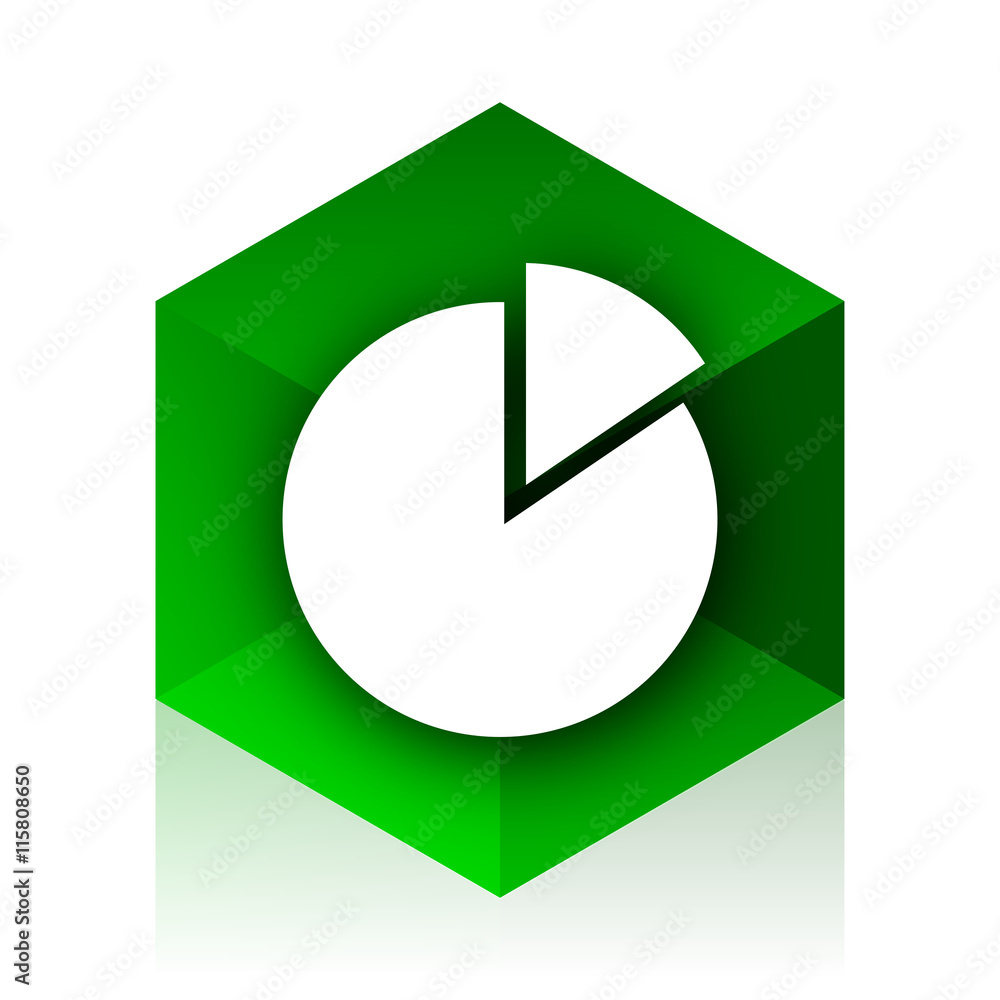 Poster chart cube icon, green modern design web element