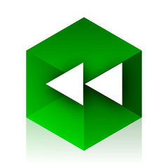 rewind cube icon, green modern design web element