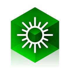 sun cube icon, green modern design web element