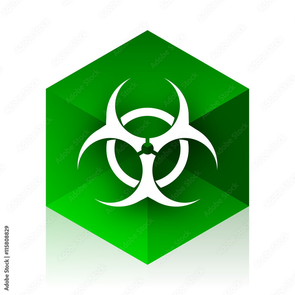 Poster biohazard cube icon, green modern design web element
