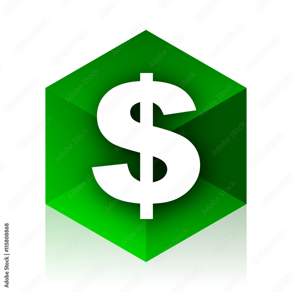 Aufkleber dollar cube icon, green modern design web element