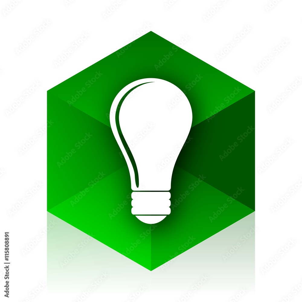 Poster bulb cube icon, green modern design web element