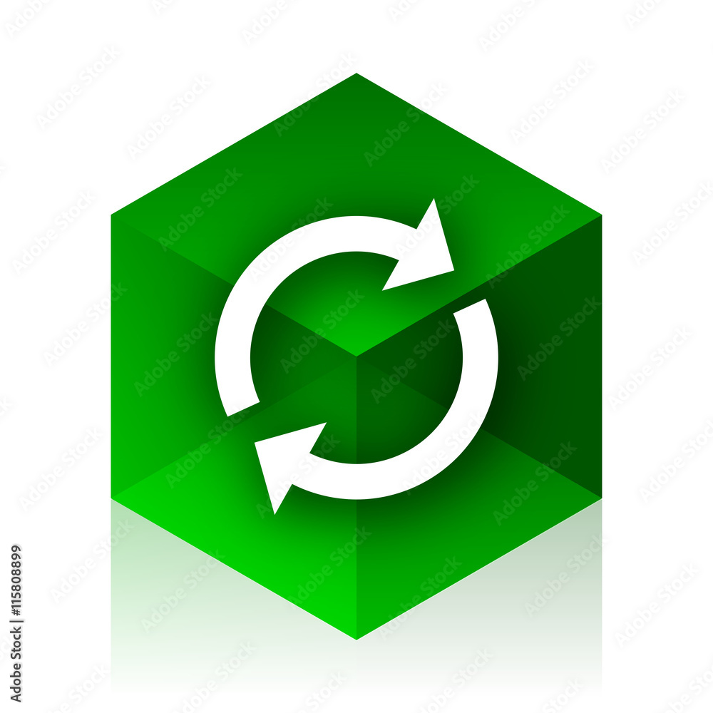 Poster reload cube icon, green modern design web element