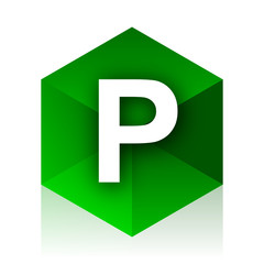 parking cube icon, green modern design web element