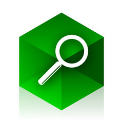 search cube icon, green modern design web element