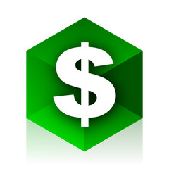 Obraz premium dollar cube icon, green modern design web element