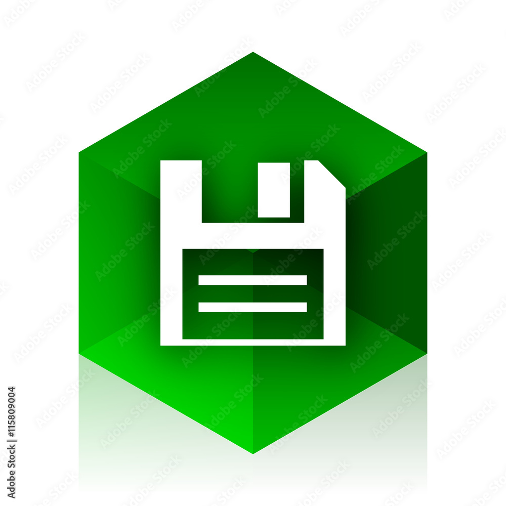 Poster disk cube icon, green modern design web element