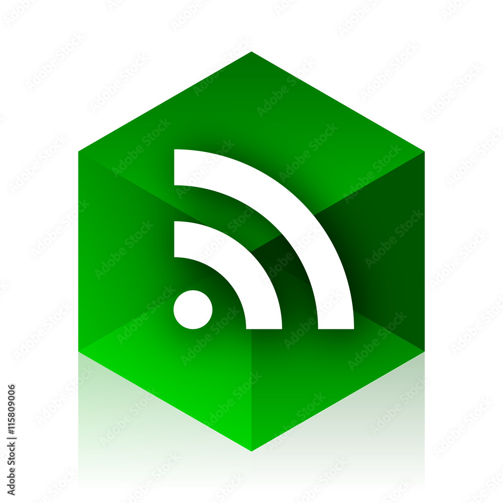 Aufkleber rss cube icon, green modern design web element