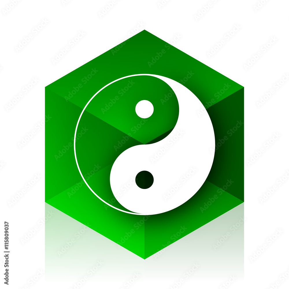 Poster ying yang cube icon, green modern design web element