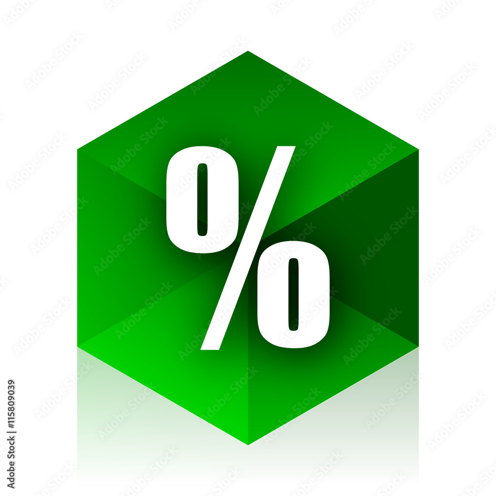 Aufkleber percent cube icon, green modern design web element
