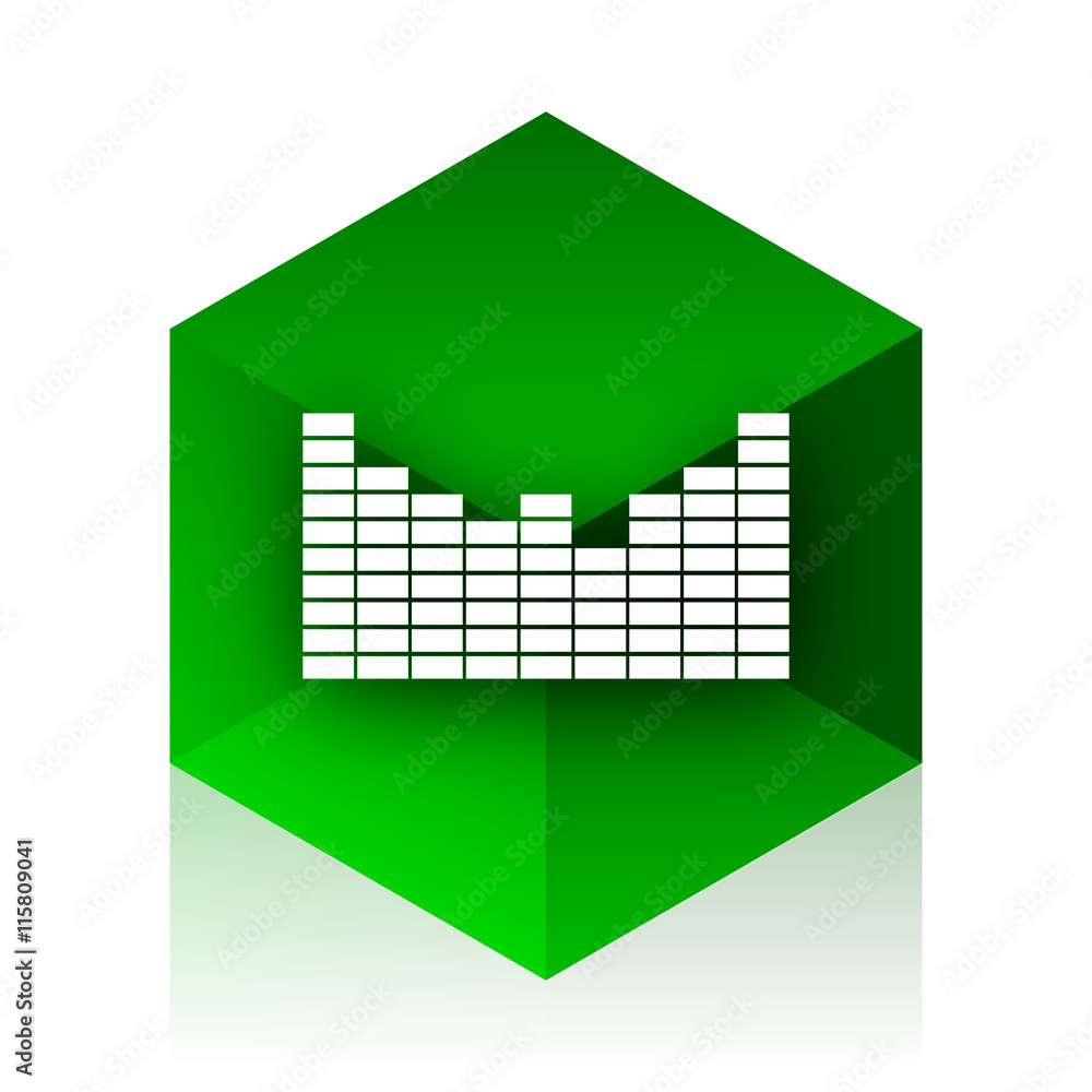 Aufkleber sound cube icon, green modern design web element
