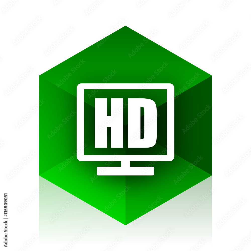Poster hd display cube icon, green modern design web element