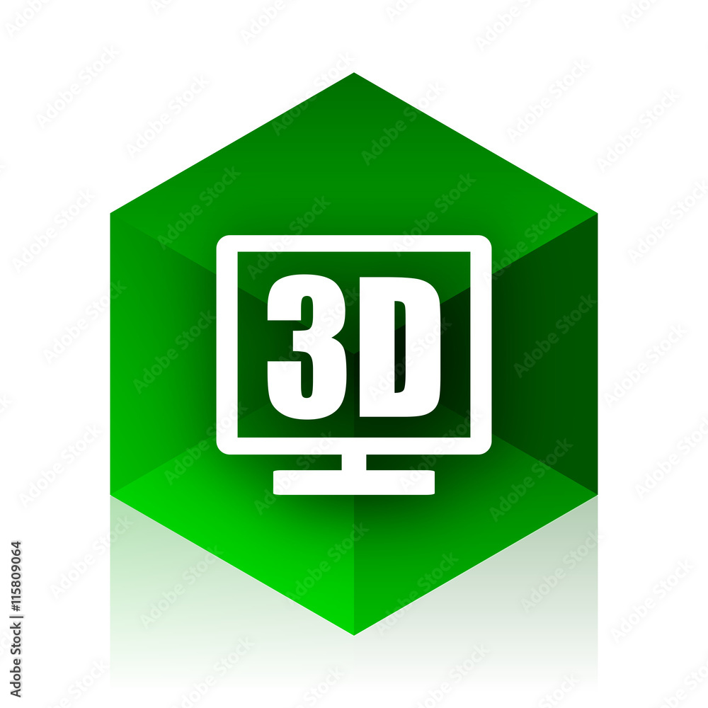 Poster 3d display cube icon, green modern design web element