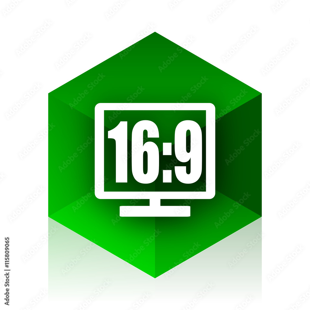 Aufkleber 16 9 display cube icon, green modern design web element