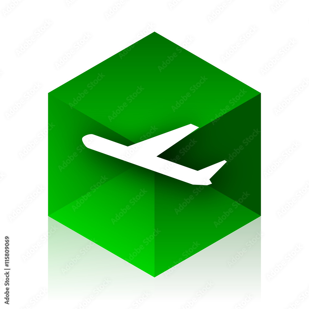 Poster deparures cube icon, green modern design web element