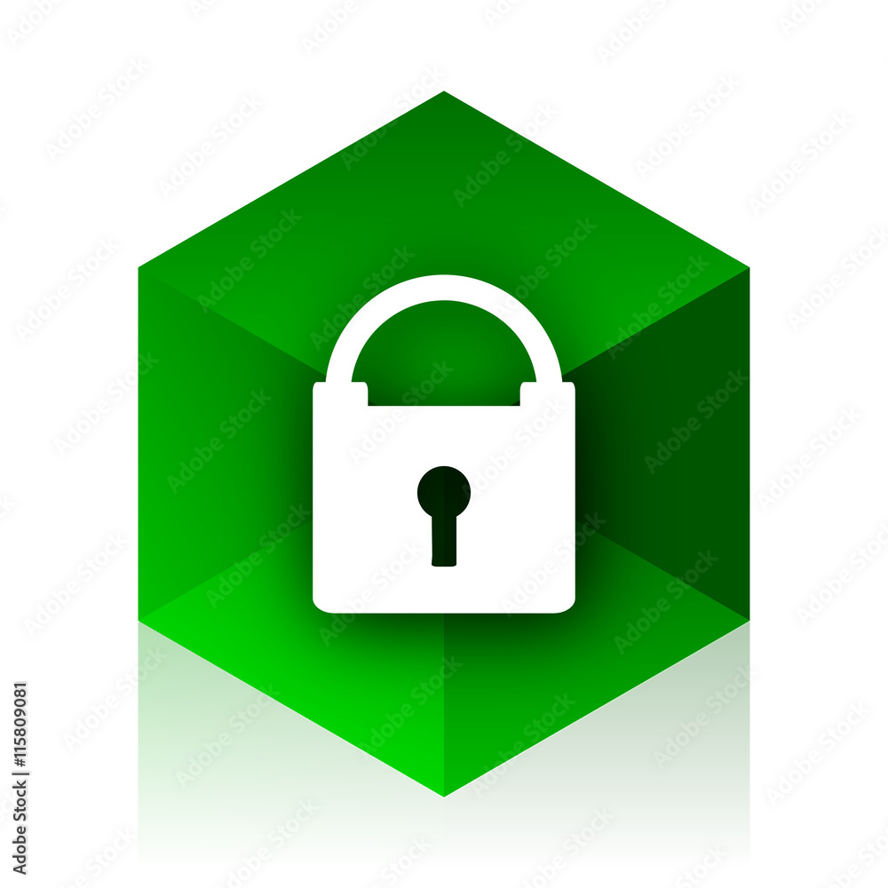 Aufkleber padlock cube icon, green modern design web element