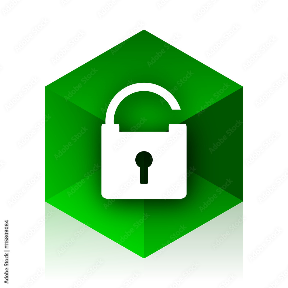 Aufkleber padlock cube icon, green modern design web element