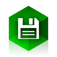 disk cube icon, green modern design web element