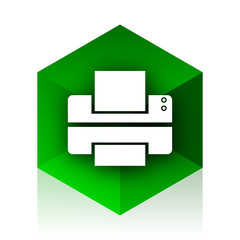 printer cube icon, green modern design web element