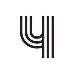 Number four logo formed by parallel lines.