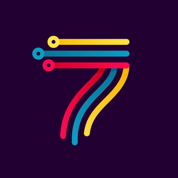 Number seven logo formed by electric line.