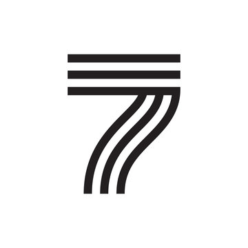 Number seven logo formed by parallel lines.