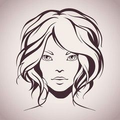 Graphic portrait of girl with stylish haircut