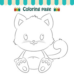 Coloring page cute little kitten
