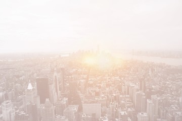 New York skyline with bright light