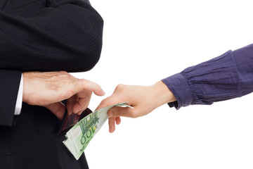 official man receives a bribe in secret