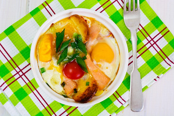 Healthy and Diet Food: Scrambled Eggs with Vegetables