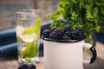 blackberry in old cup