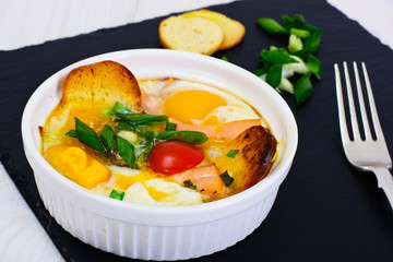 Healthy and Diet Food: Scrambled Eggs with Vegetables