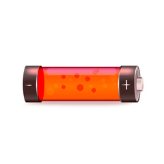 orange battery full power level symbol. Vector mobile element illustration
