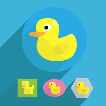 cartoon flat shape rubber duck illustration