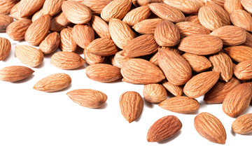 dry almonds on white