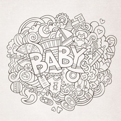 Cartoon vector hand drawn Doodle Baby illustration