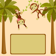 Monkeys in the jungle blank sing board
