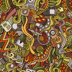 Fototapeta premium Cartoon hand-drawn doodles photography seamless patterns